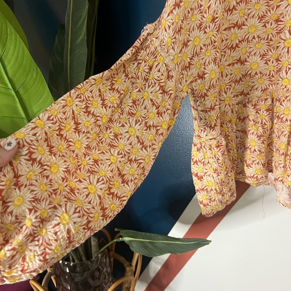 Simply Southern Floral Blouse - Yellow and Orange Country Cowgirl Vibe - Picture 5 of 7